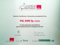 certyfikat, gazela biznesu 2012